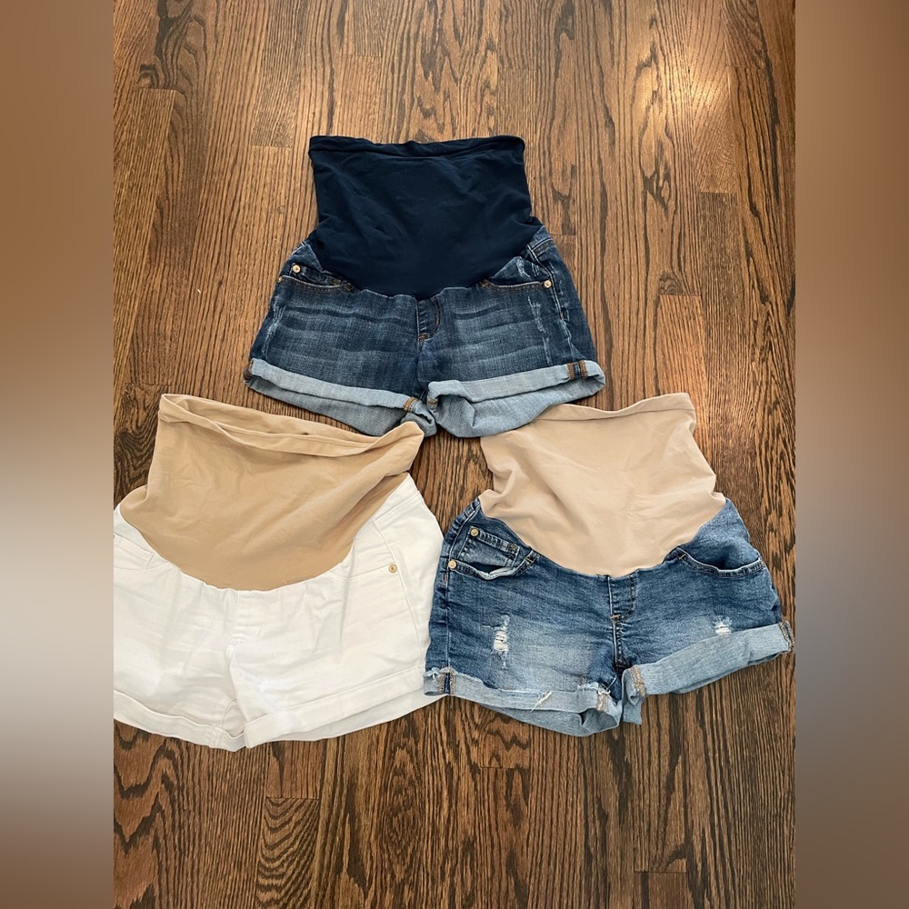 Luxe essential denim LED denim jean maternity shorts XS